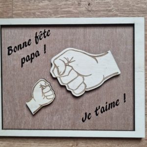 Cadre mains Papa et enfant en bois