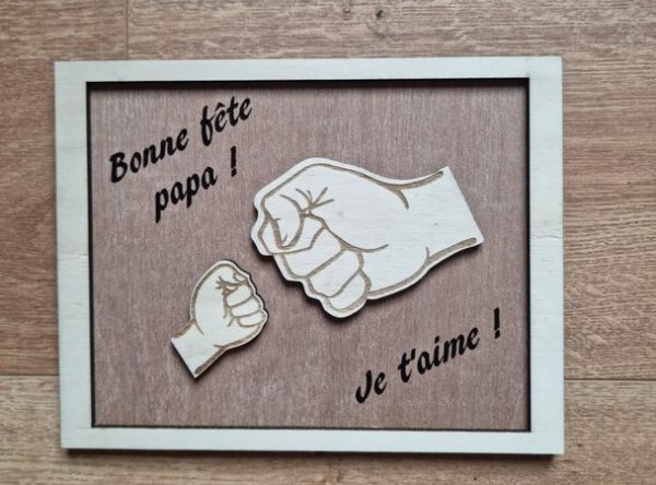 Cadre mains Papa et enfant en bois