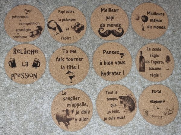 Dessous verre - liége personnalisé