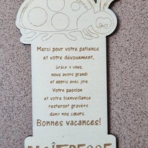 Marque page avec poème personnalisé en bois